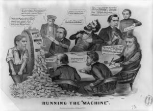 Lincoln-Political-Cartoon-1864-Running-the-Machine